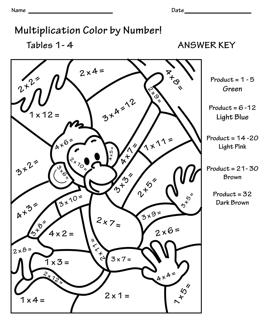 Multiplication Worksheet Coloring Multiplication Worksheets