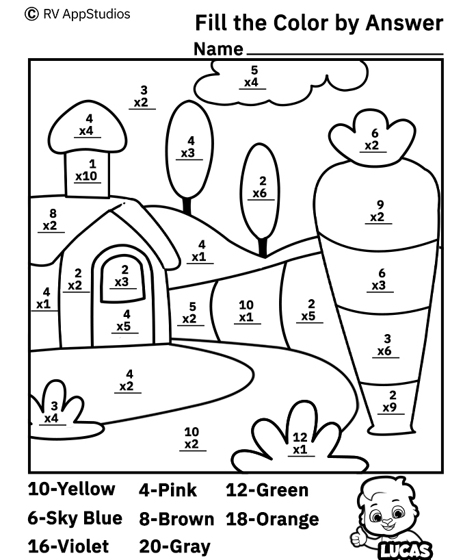 multiplication worksheets with coloring