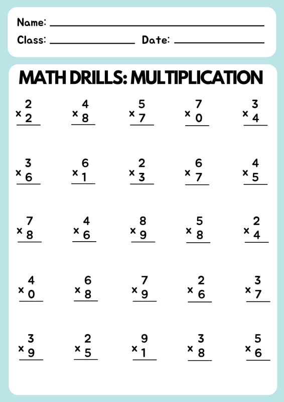 Multiplication Worksheets 1 12 Printable Practice Sheets For 