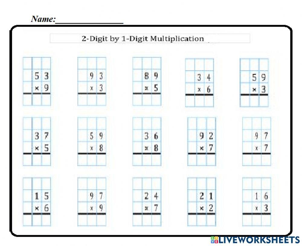 Multiply 2 Digits By 1 Digit Interactive Worksheet Worksheets Library