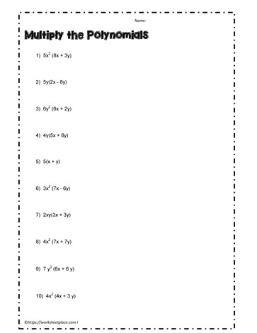 Multiply Polynomials Worksheet 1 Worksheets