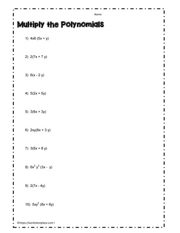 Multiply Polynomials Worksheet 3 Worksheets