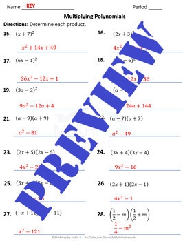 multiplying polynomials by polynomials worksheet