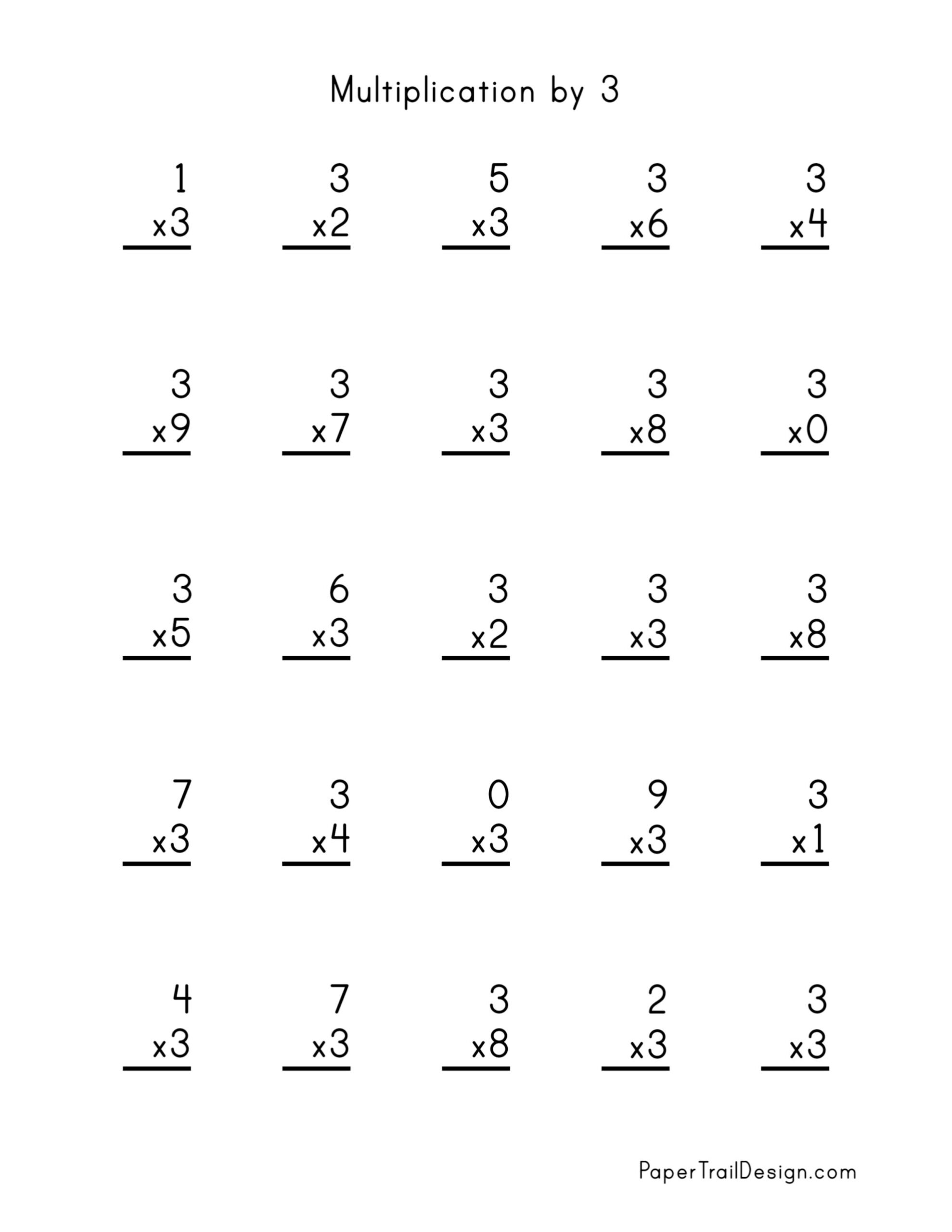 Multiplying 3 Numbers Three Worksheets FREE Printable Multiplying 3 Numbers Three Worksheets FREE Printable