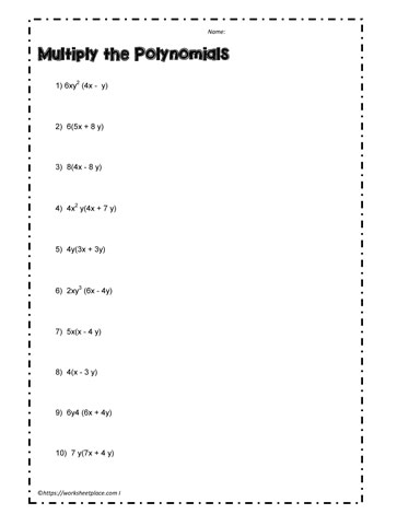 Multiplying Polynomials Worksheets Multiplying Polynomials Algebra 1