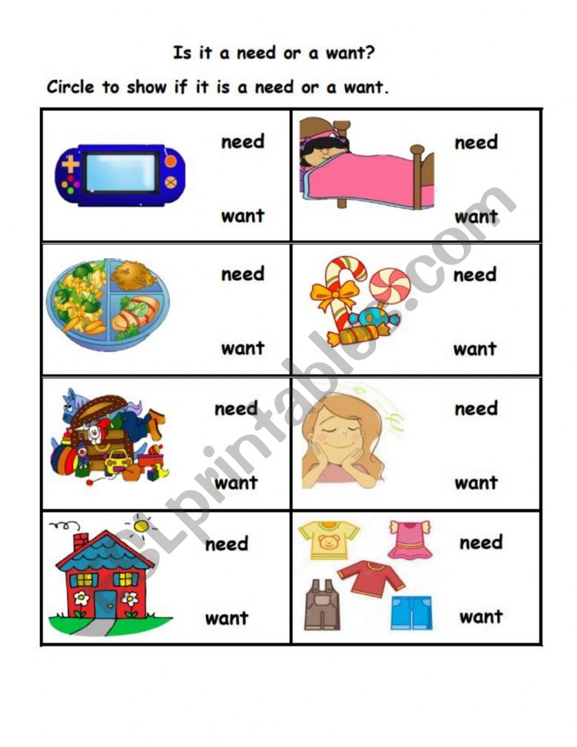 Needs And Wants ESL Worksheet By Kasharnie Worksheets Library Needs And Wants ESL Worksheet By Kasharnie Worksheets Library