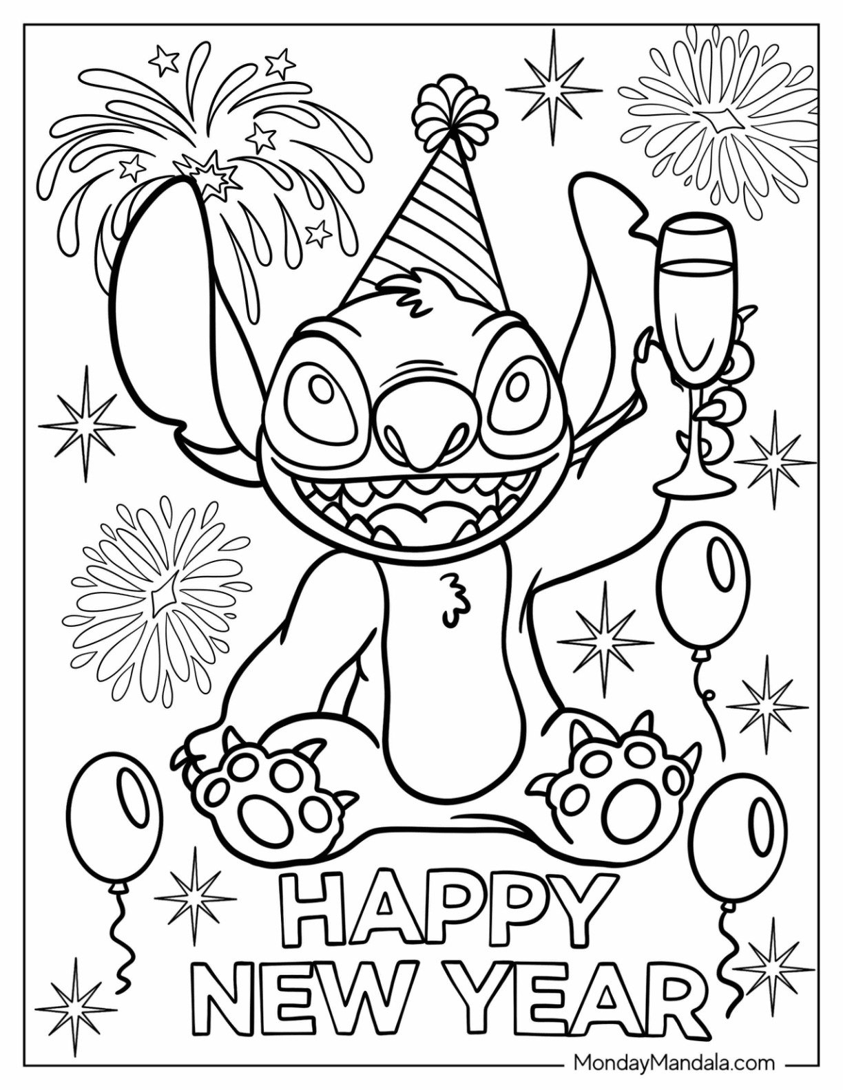 New Year Party Hat Coloring Pages