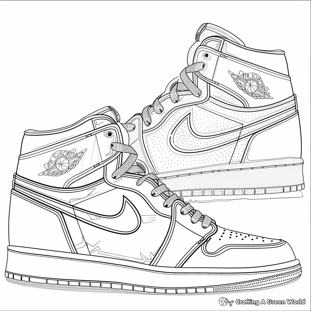 Nike Air Jordan 1 Coloring Pages Free Printable 