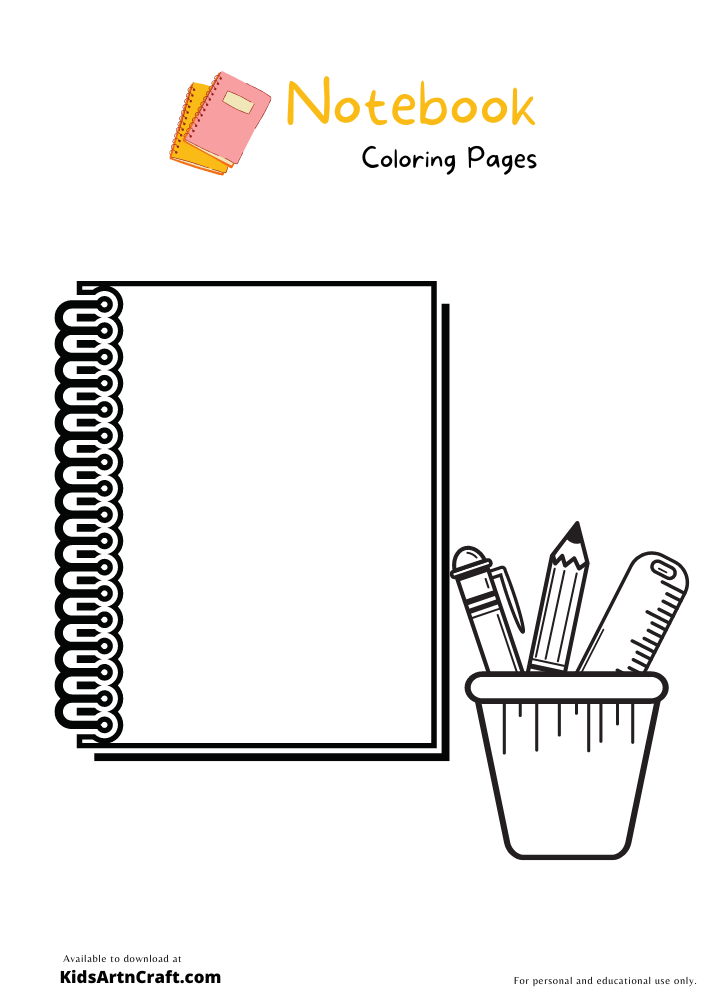 Notebook Paper Coloring Page