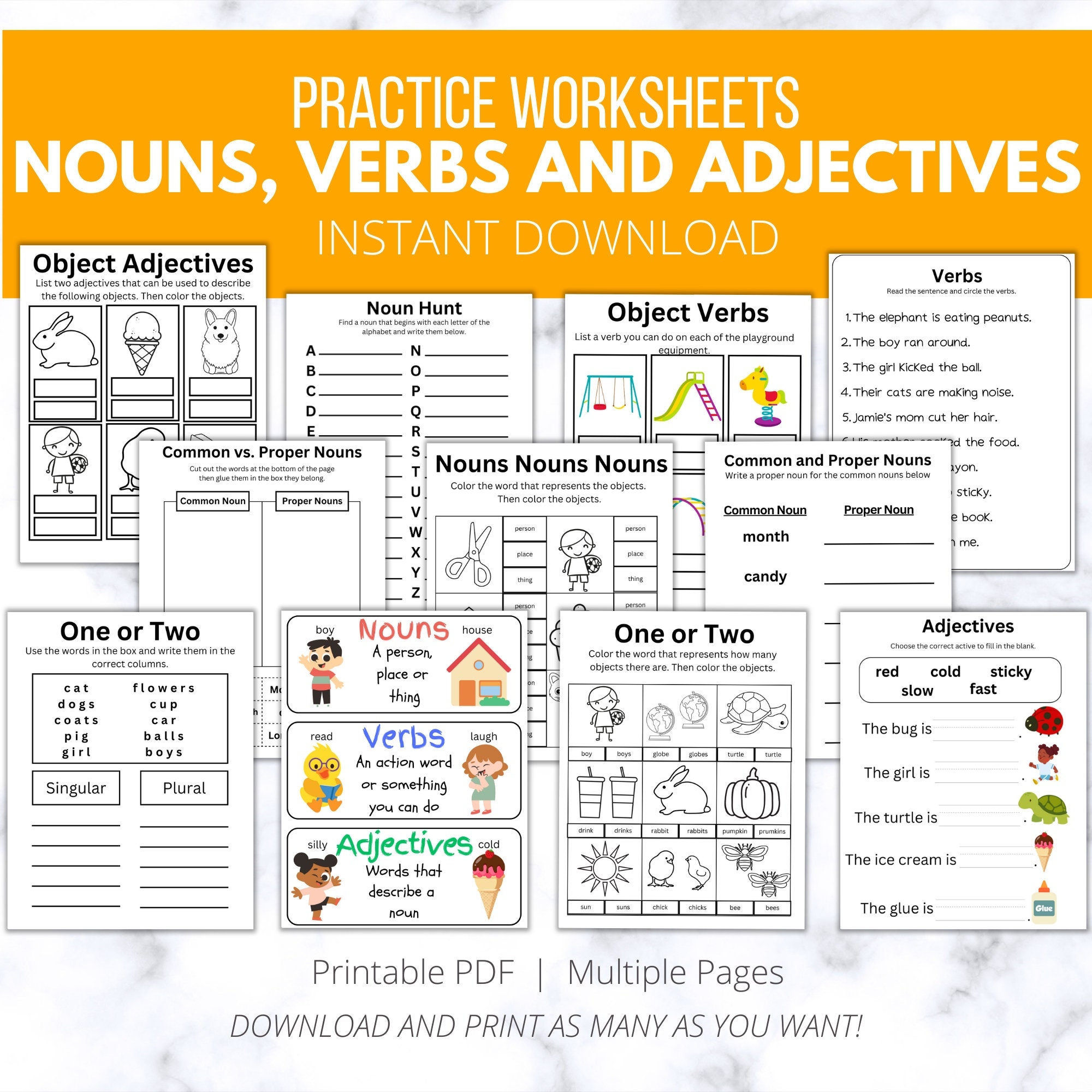 Nouns Verbs Adjectives Worksheet Nouns Verbs Adjectives Worksheet