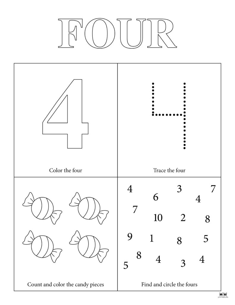 number 4 worksheets