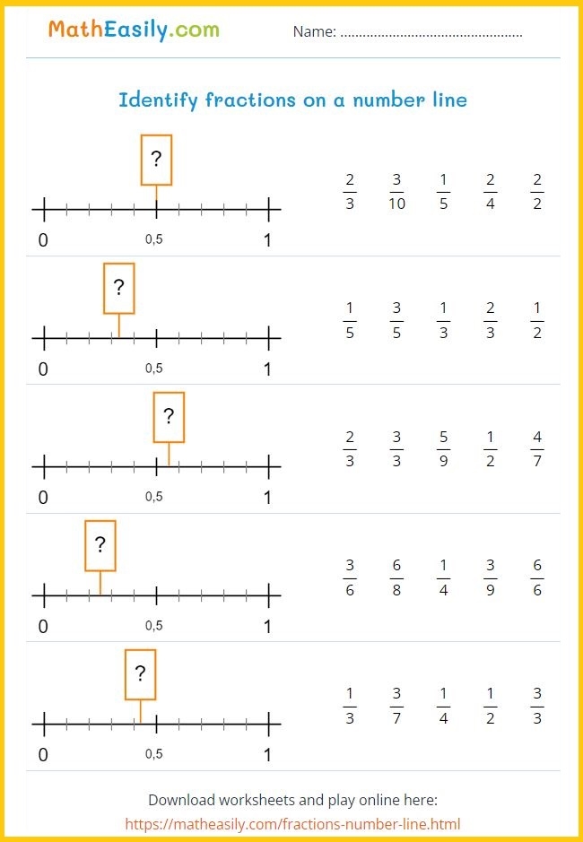 fractions on a number line worksheet