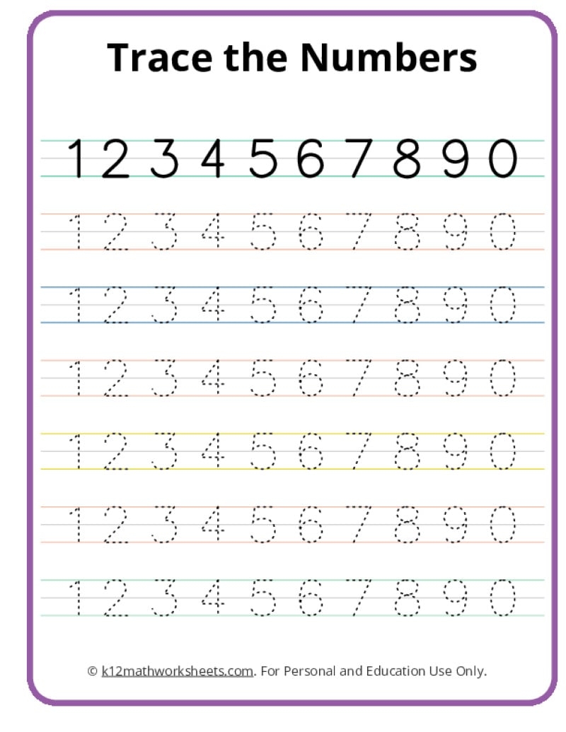 Number Tracing Worksheets
