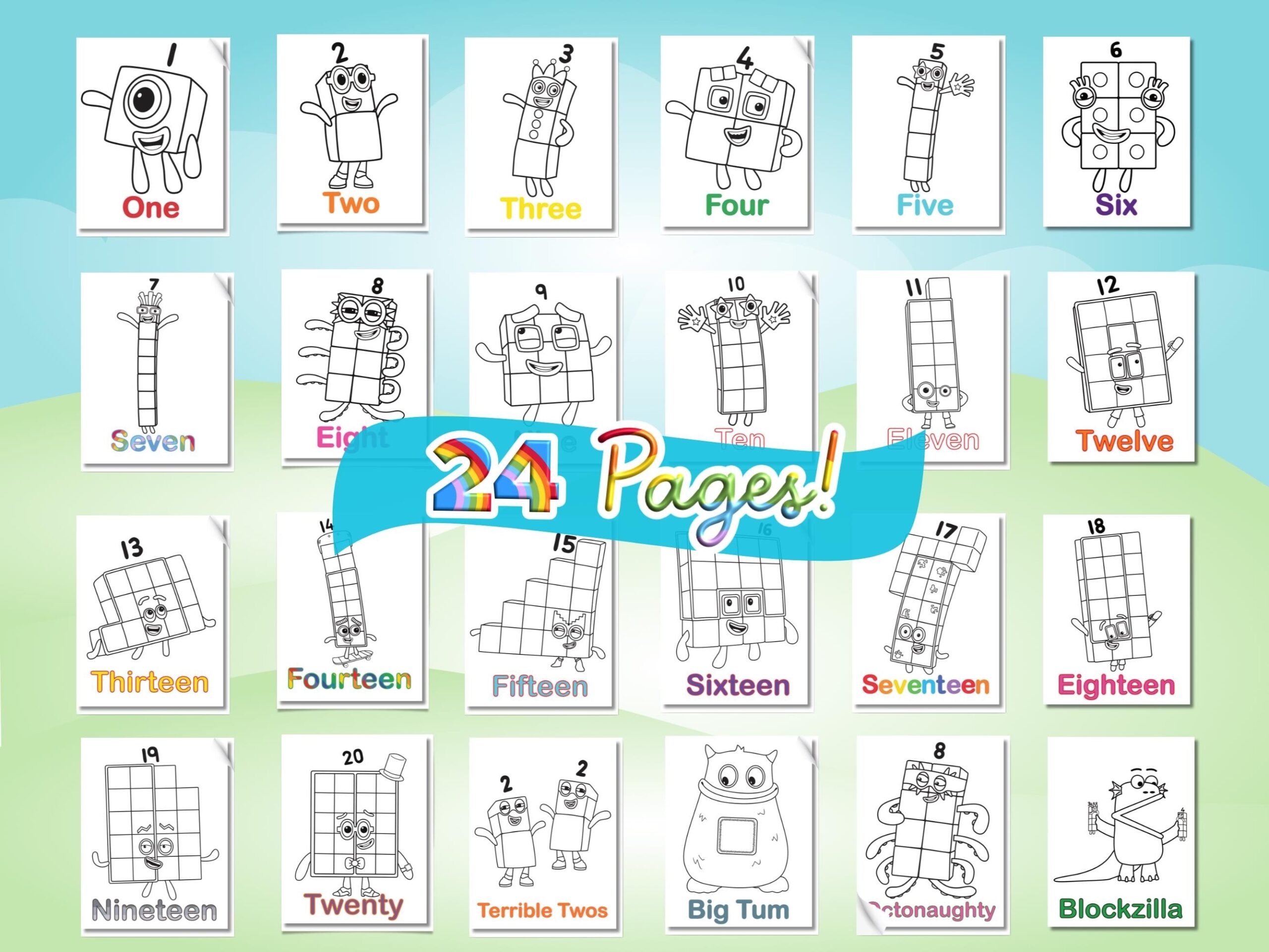 Numberblocks Coloring Pages 1 20 Printable Activity Book digital 
