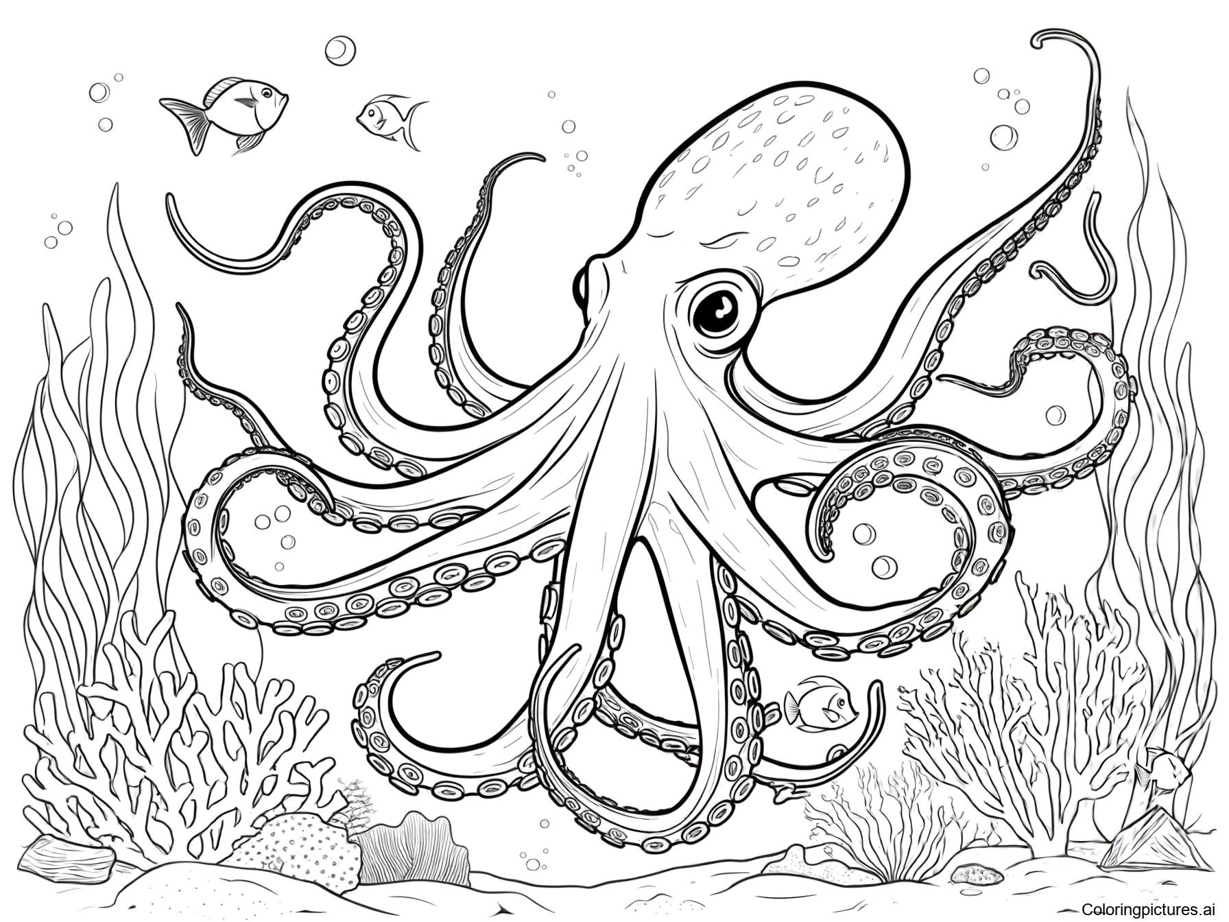 Octopus Free Printable Coloring Page