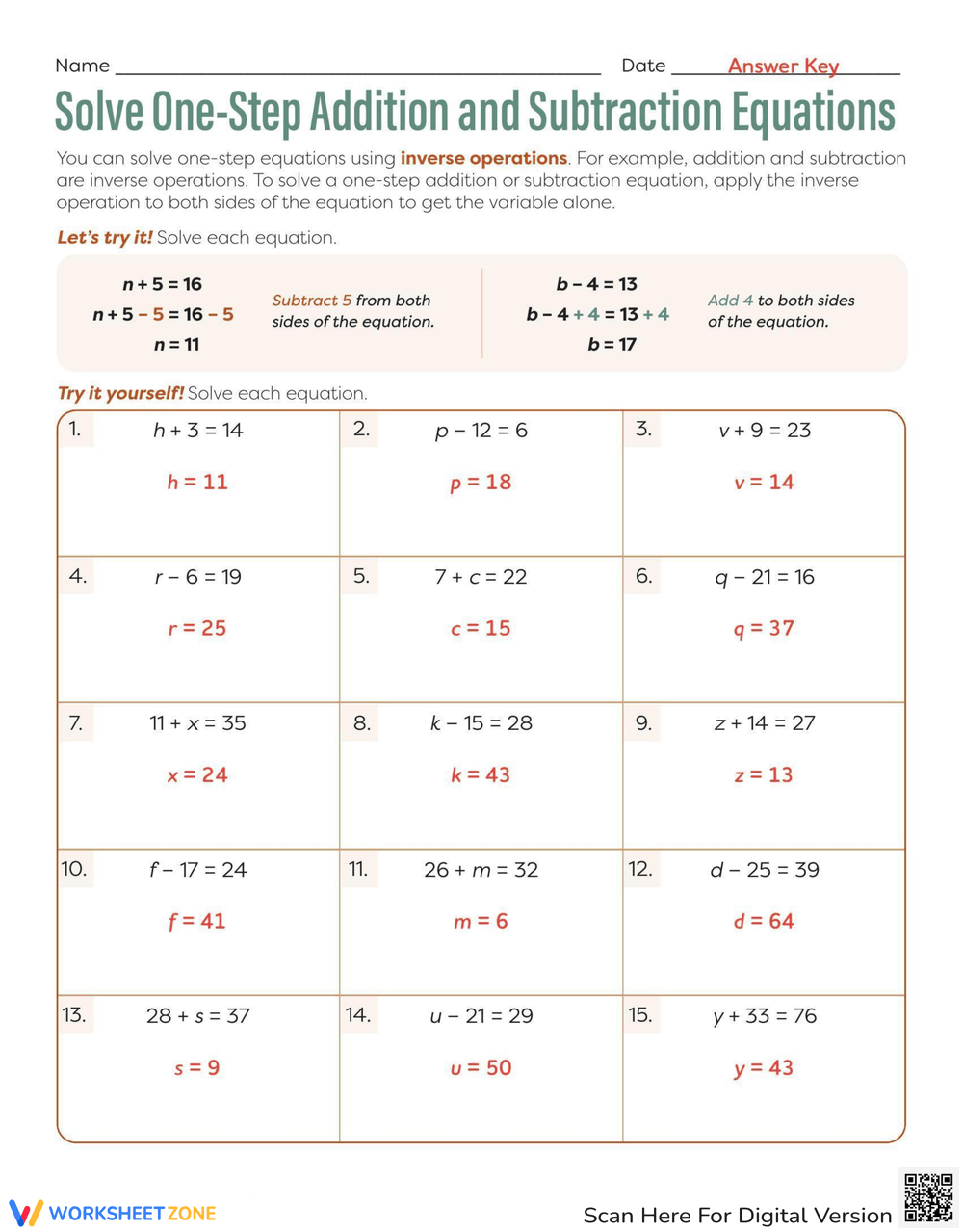 One Step Equations Addition And Subtraction Worksheets Math Monks One Step Equations Addition And Subtraction Worksheets Math Monks
