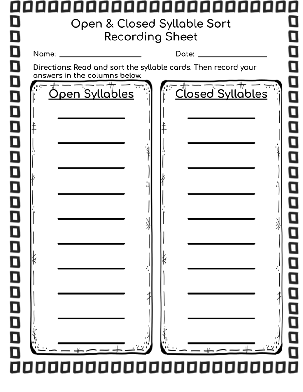 Open And Closed Syllables Worksheets Open And Closed Syllables Worksheets