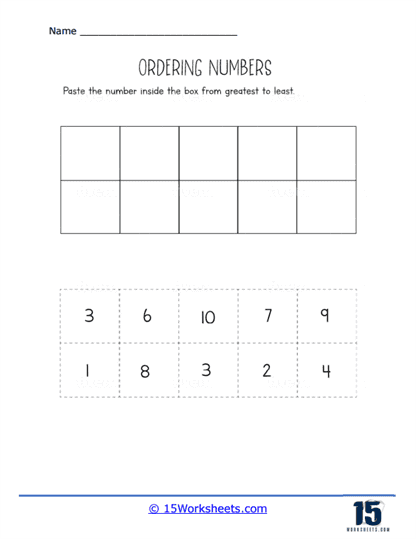 Ordering Numbers Worksheets Numeracy Skills 15 Worksheets