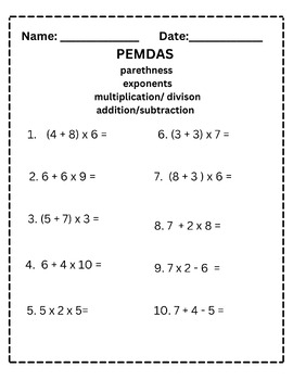 Orders Of Operations Worksheet By MissMcLainesLife TPT