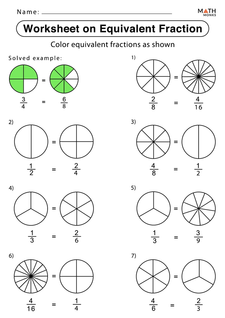 equivalent fraction worksheets