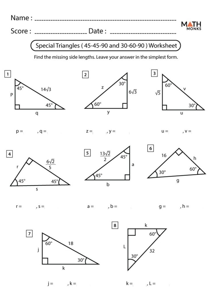 Our Favorite Special Right Triangles Worksheet The Teach Simple Blog