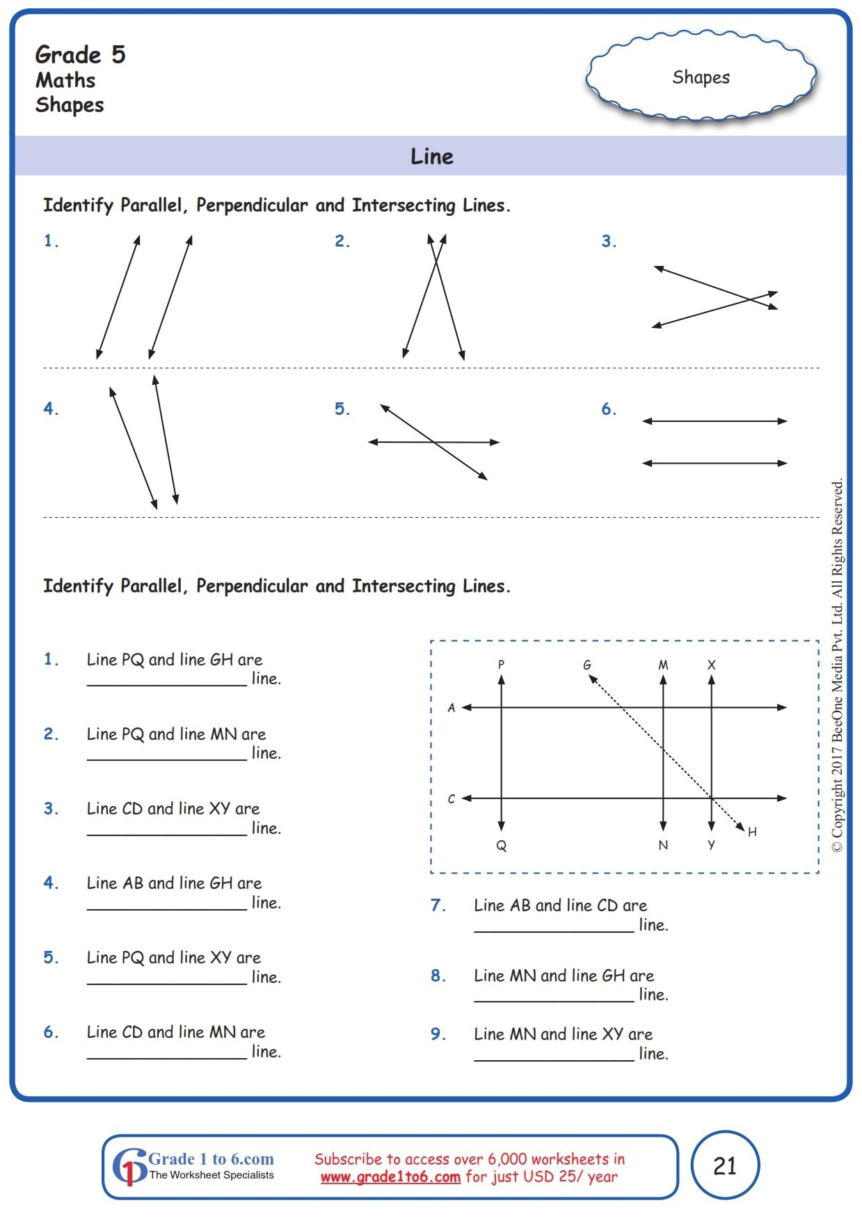 Parallel And Perpendicular Lines Geometry Worksheet Writing Practice 