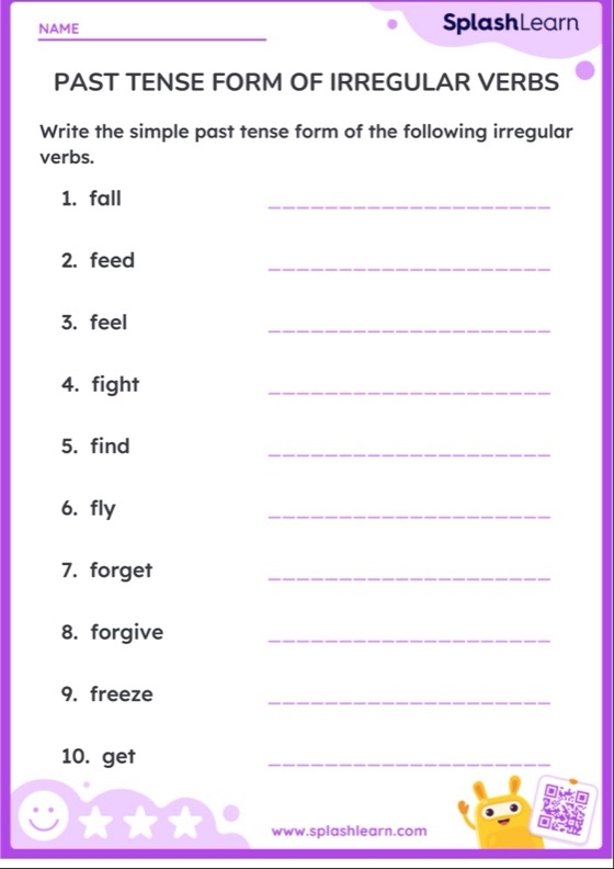 Past Tense Form Of Irregular Verbs Printable ELA Worksheet Past Tense Form Of Irregular Verbs Printable ELA Worksheet