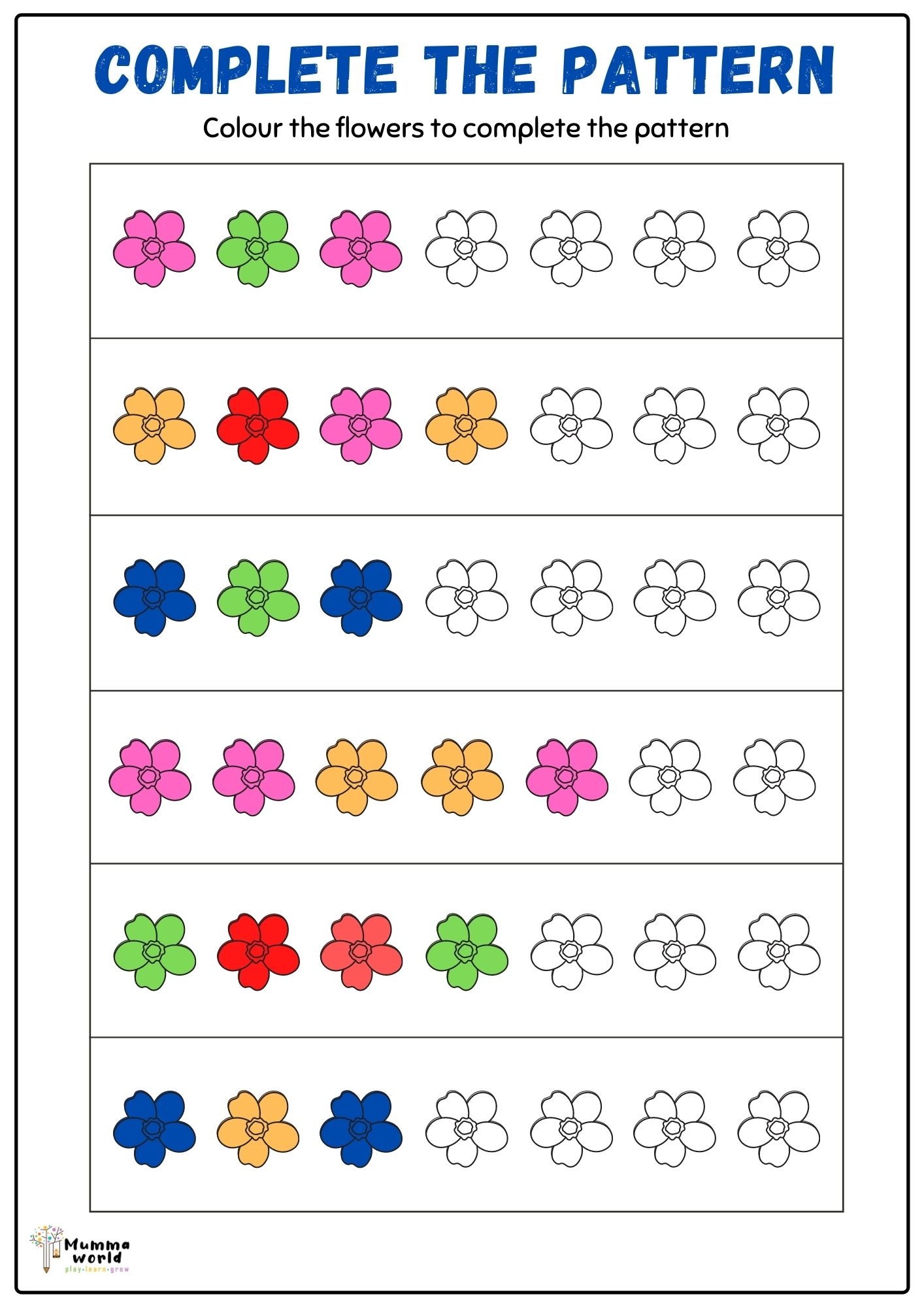 preschool pattern worksheets