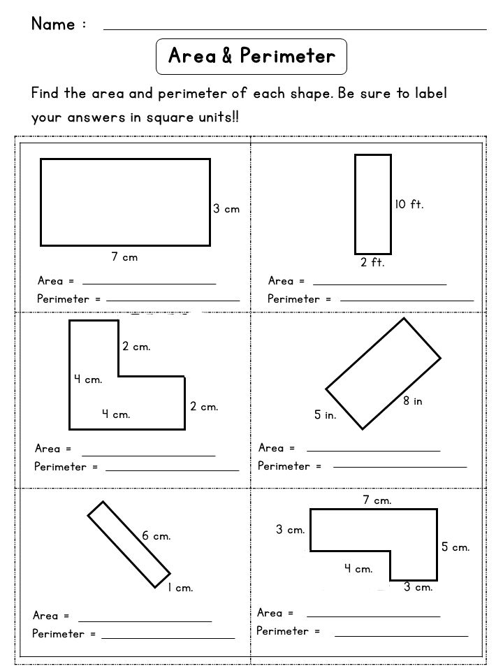 Perimeter And Area Worksheet