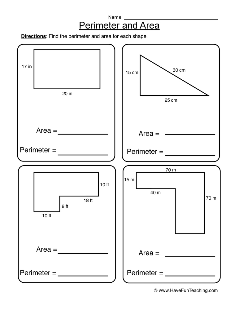 Perimeter Area Worksheet By Teach Simple