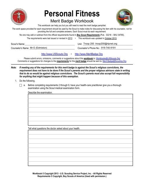 Personal Fitness Class Workbook Adobe PDF RTPnet Worksheets Library