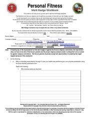 personal fitness merit badge worksheet
