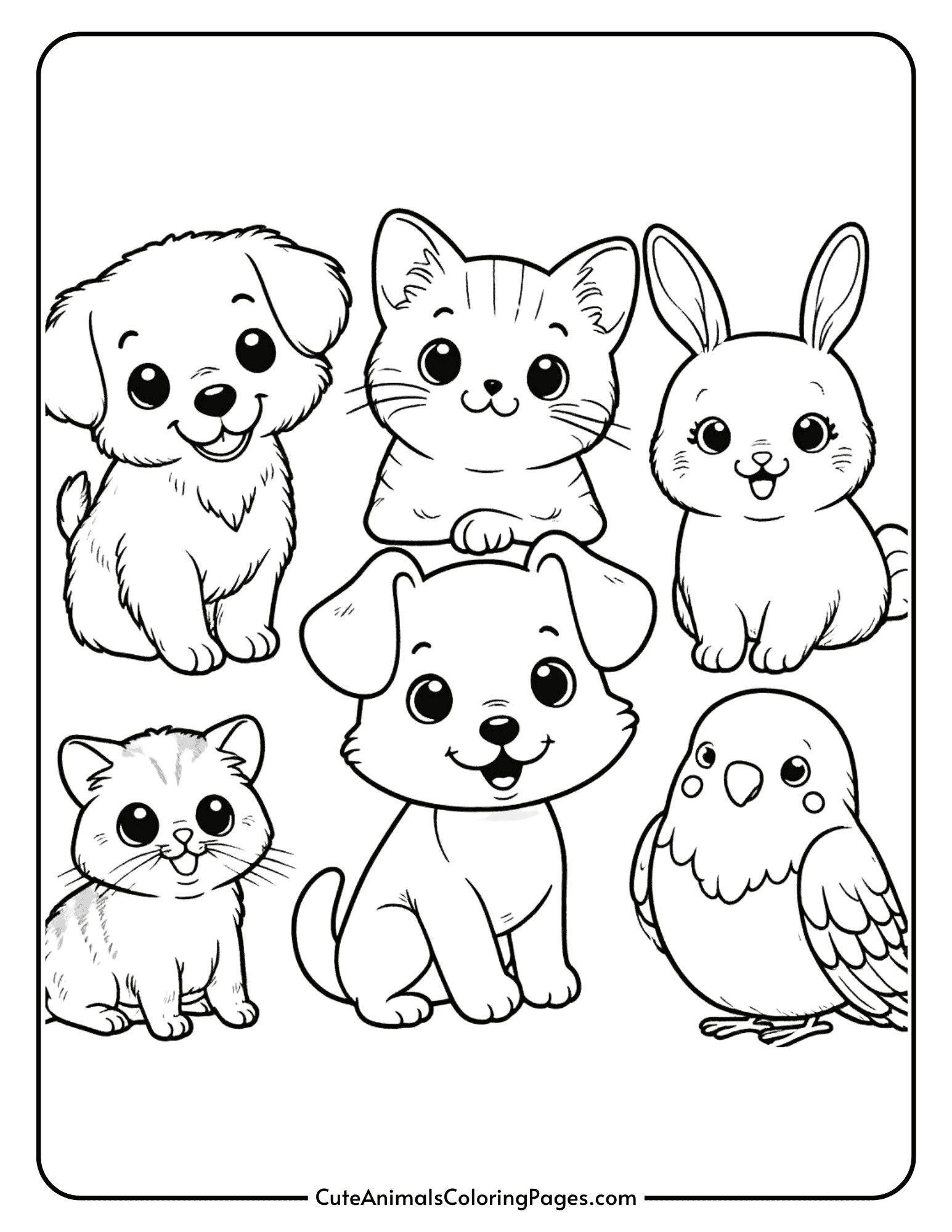 Pets Coloring Pages Free Printable PDF Pages Cute Animals Coloring