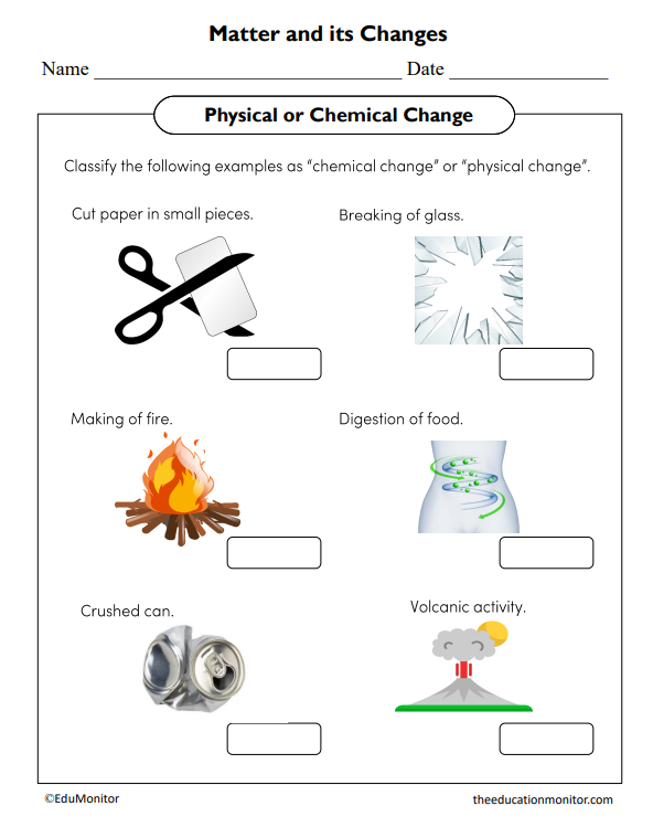 Physical Chemical Changes Worksheet Physical And Chemical Changes Physical Chemical Changes Worksheet Physical And Chemical Changes