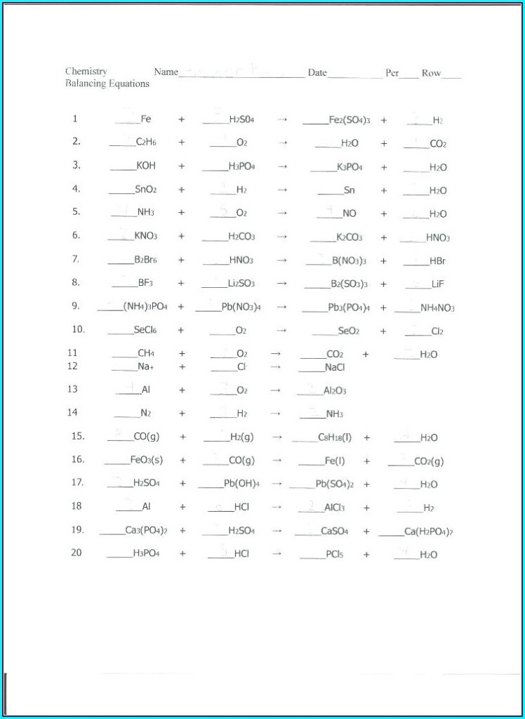 science balancing equations worksheet