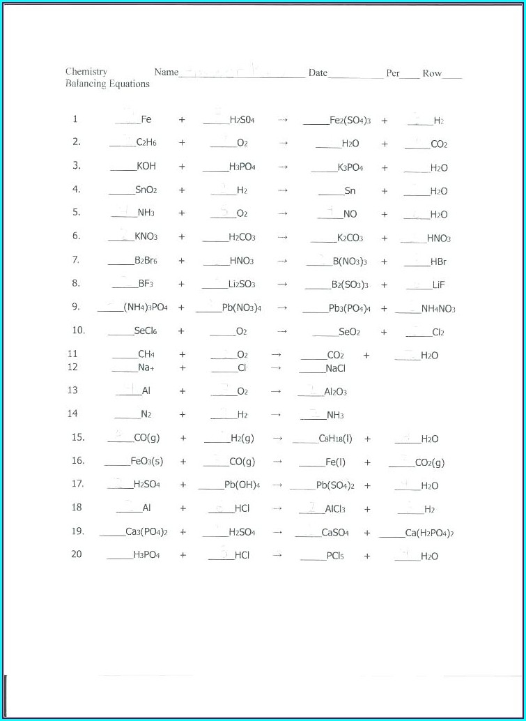 Physical Science Balancing Equations Worksheet Scienceworksheets
