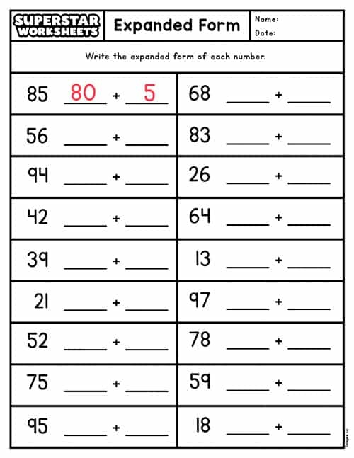 expanded form worksheets expanded form worksheets