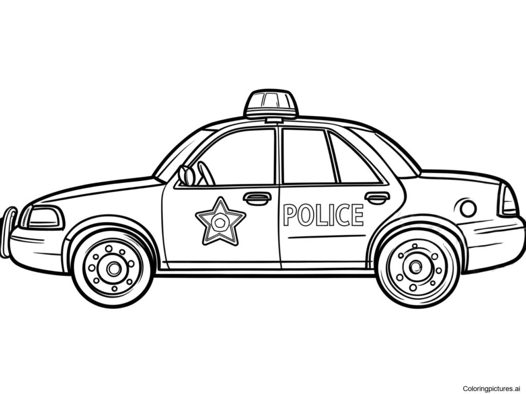 Police Car Free Printable Coloring Page