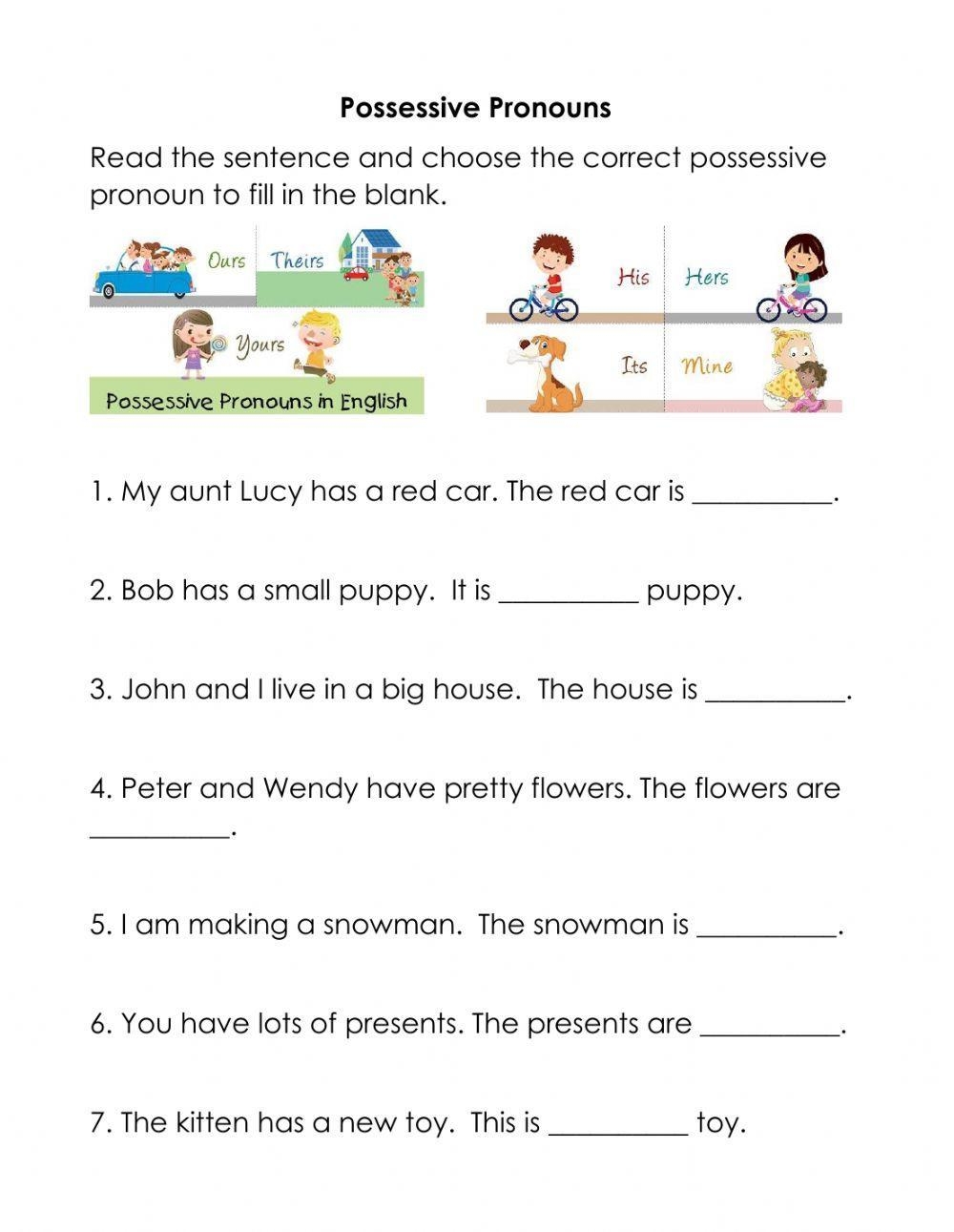 Possessive Pronouns Worksheet For Grade 2 Live Worksheets Possessive Pronouns Worksheet For Grade 2 Live Worksheets