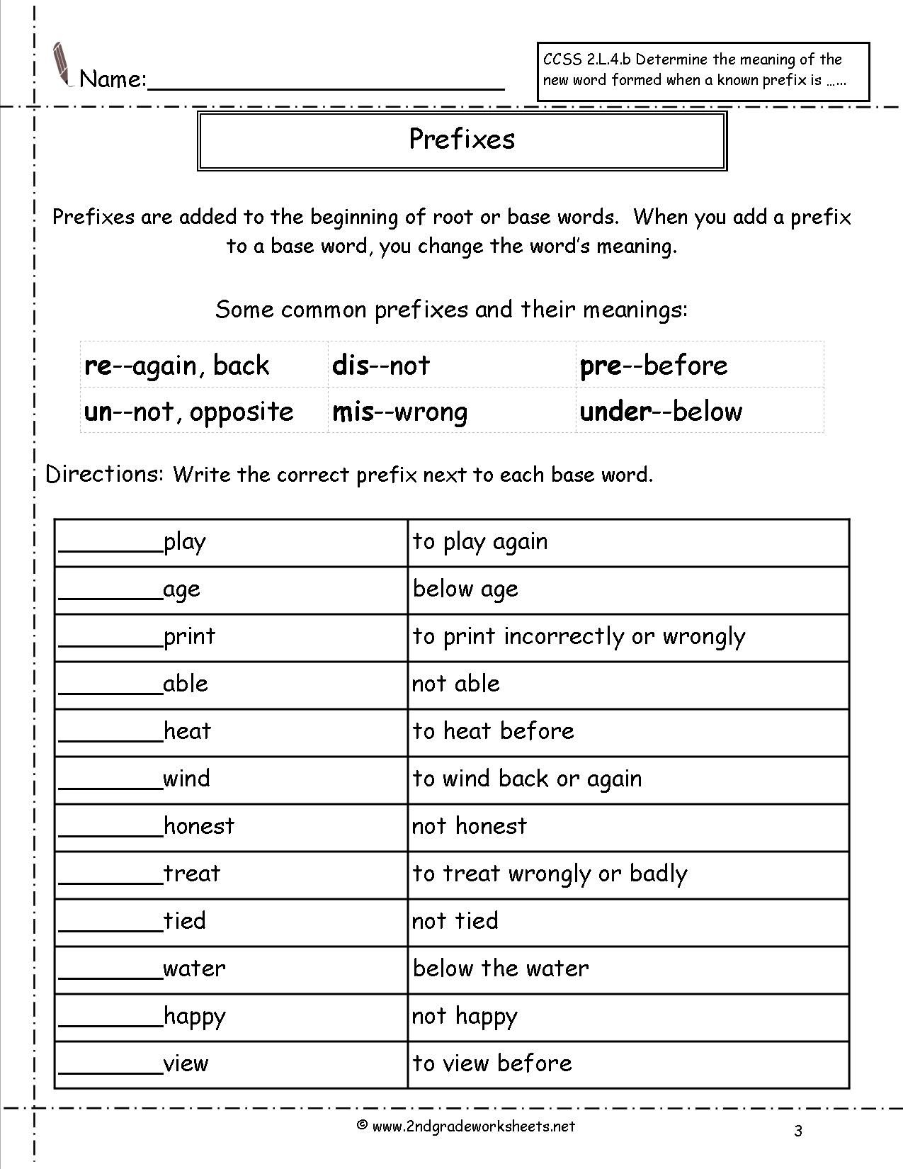 prefix and suffix worksheets