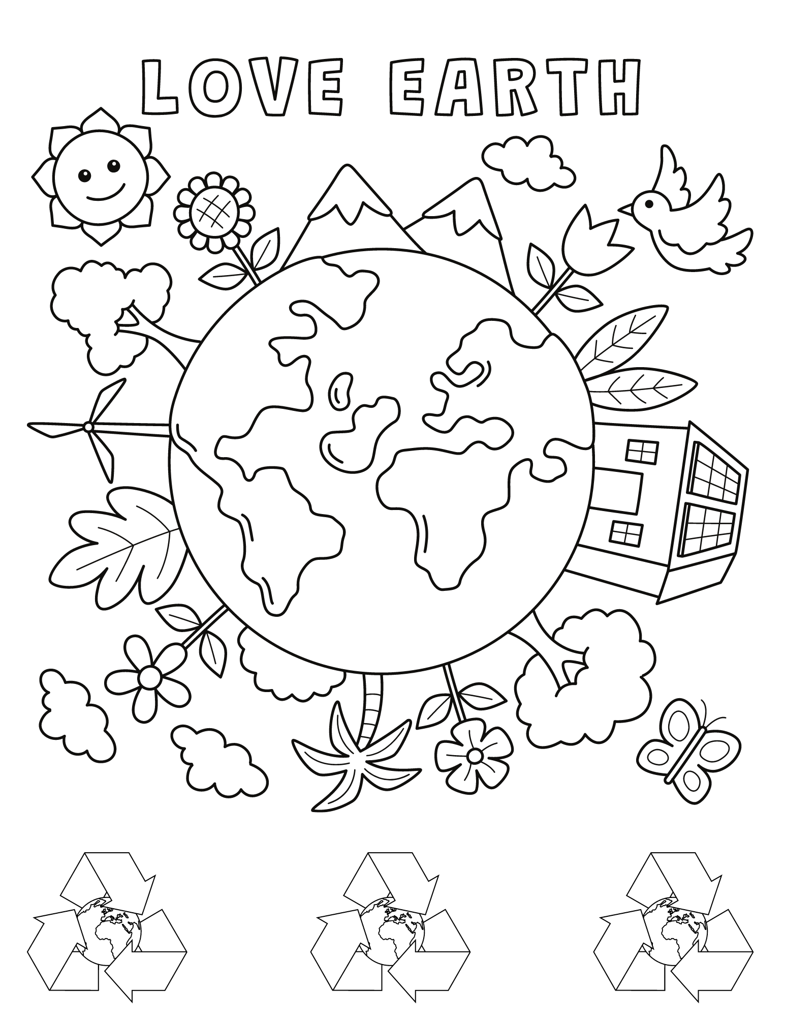 Preschool Earth Day Coloring Pages Free Worksheets Printable