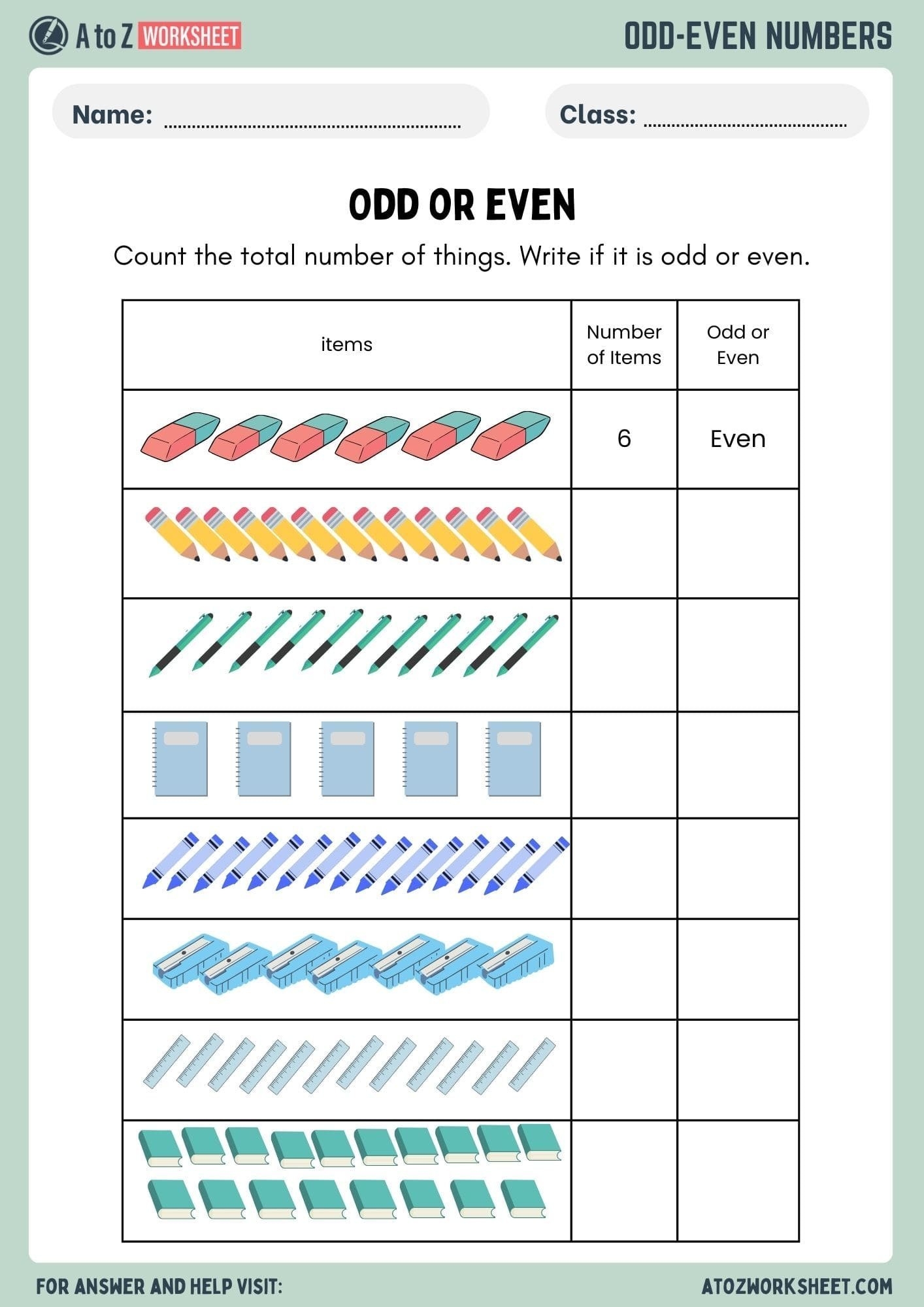 odd and even worksheets