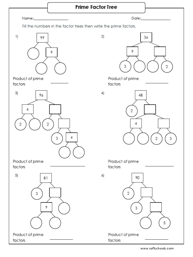prime factorization worksheet prime factorization worksheet