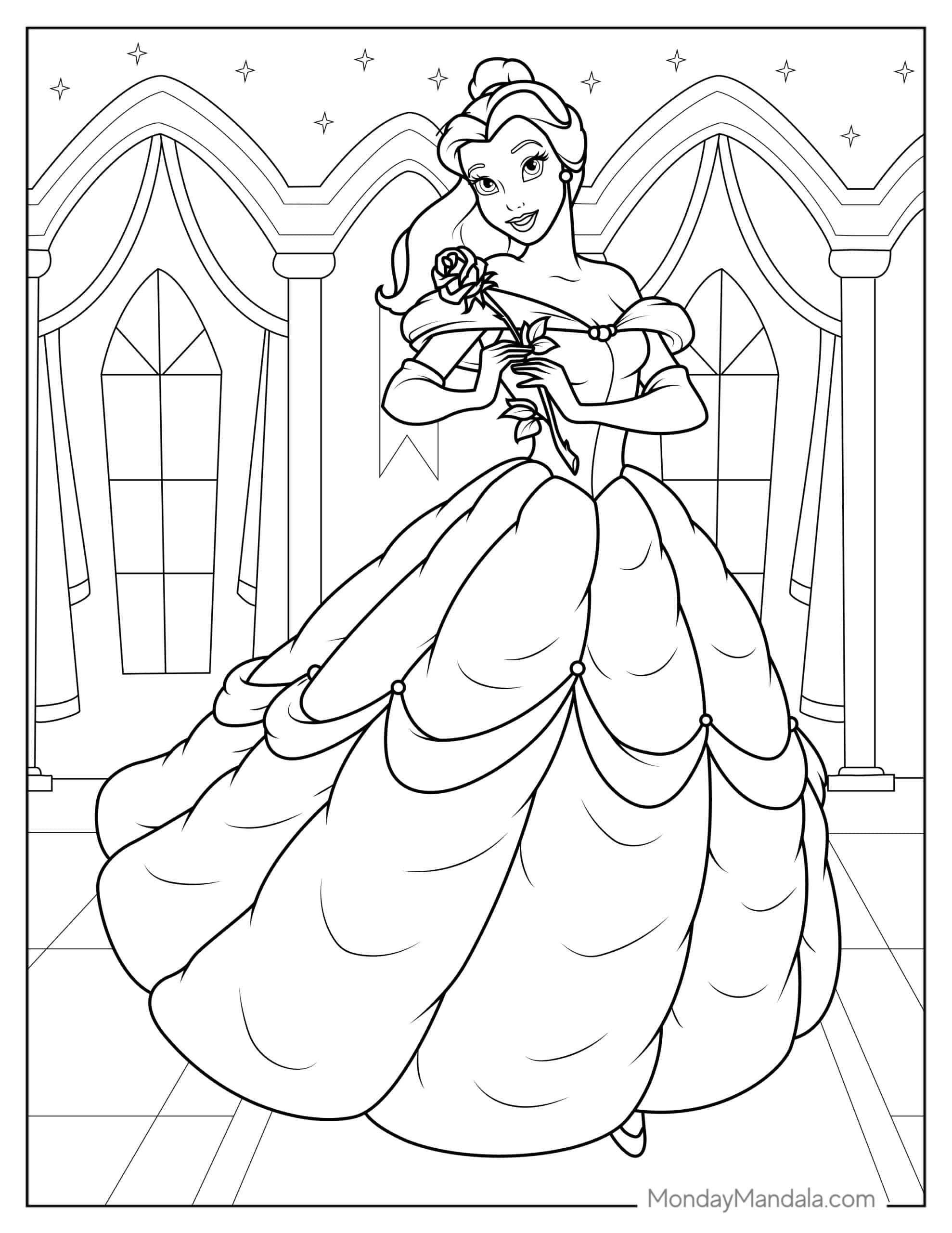Princess Belle Coloring Pages Princess Belle Coloring Pages