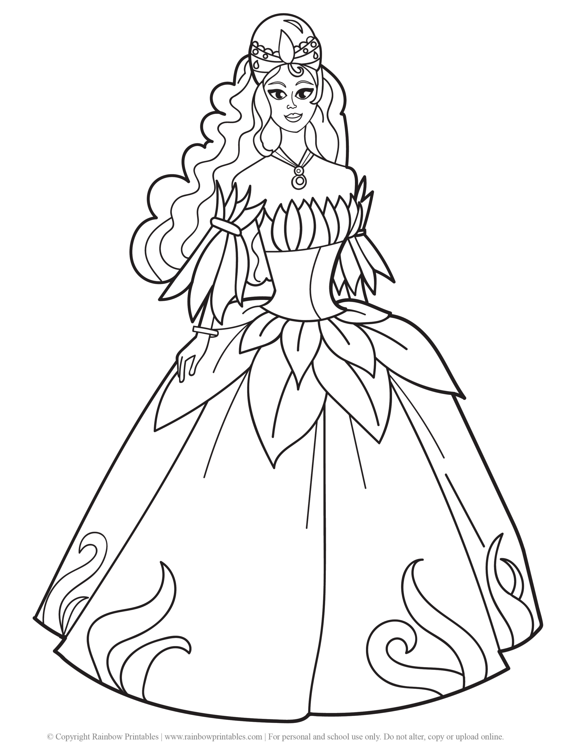 Princess Coloring Pages Rainbow Printables Princess Coloring Pages Rainbow Printables