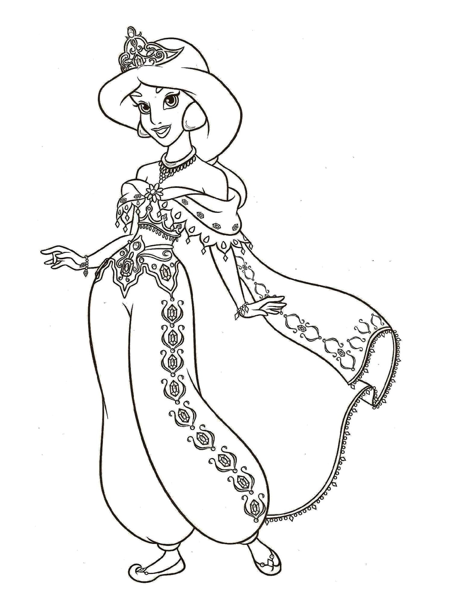 Princess Jasmine Coloring Pages ColoringLib Princess Jasmine Coloring Pages ColoringLib