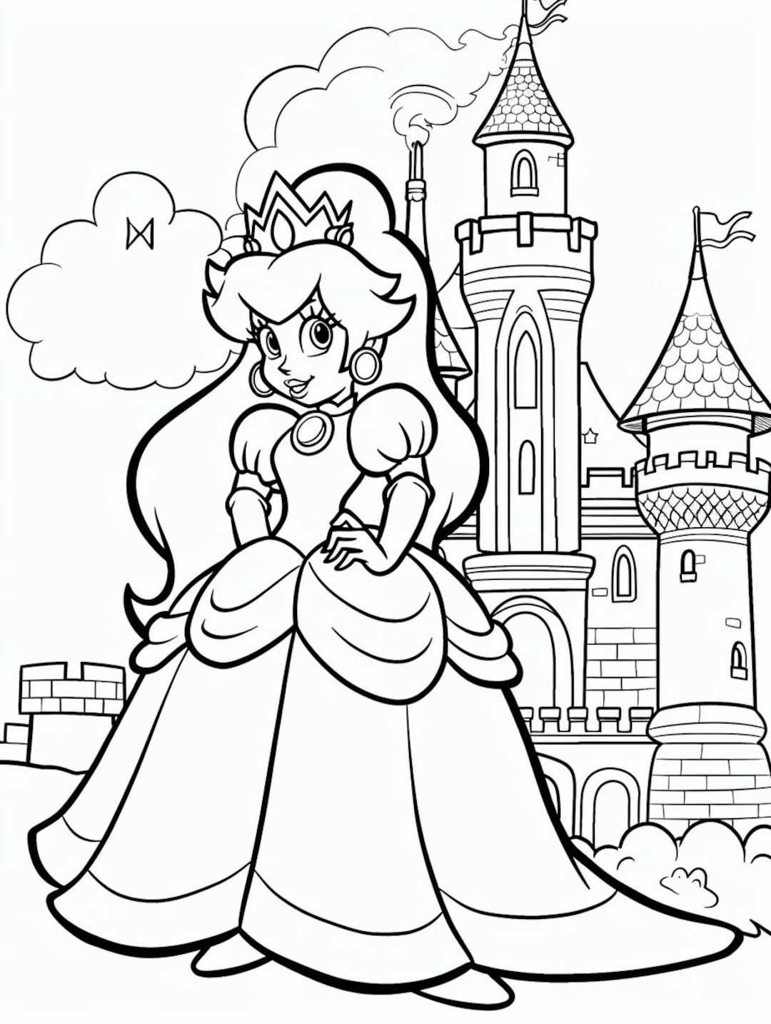 Princess Peach Coloring Adventure 300 Pages Printable Digital