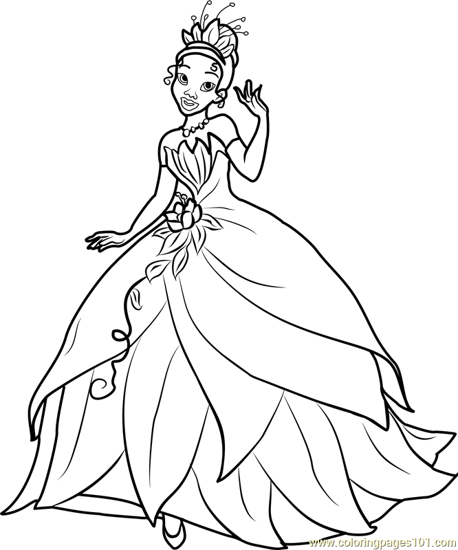 Princess Tiana Coloring Page For Kids Free Disney Princesses 
