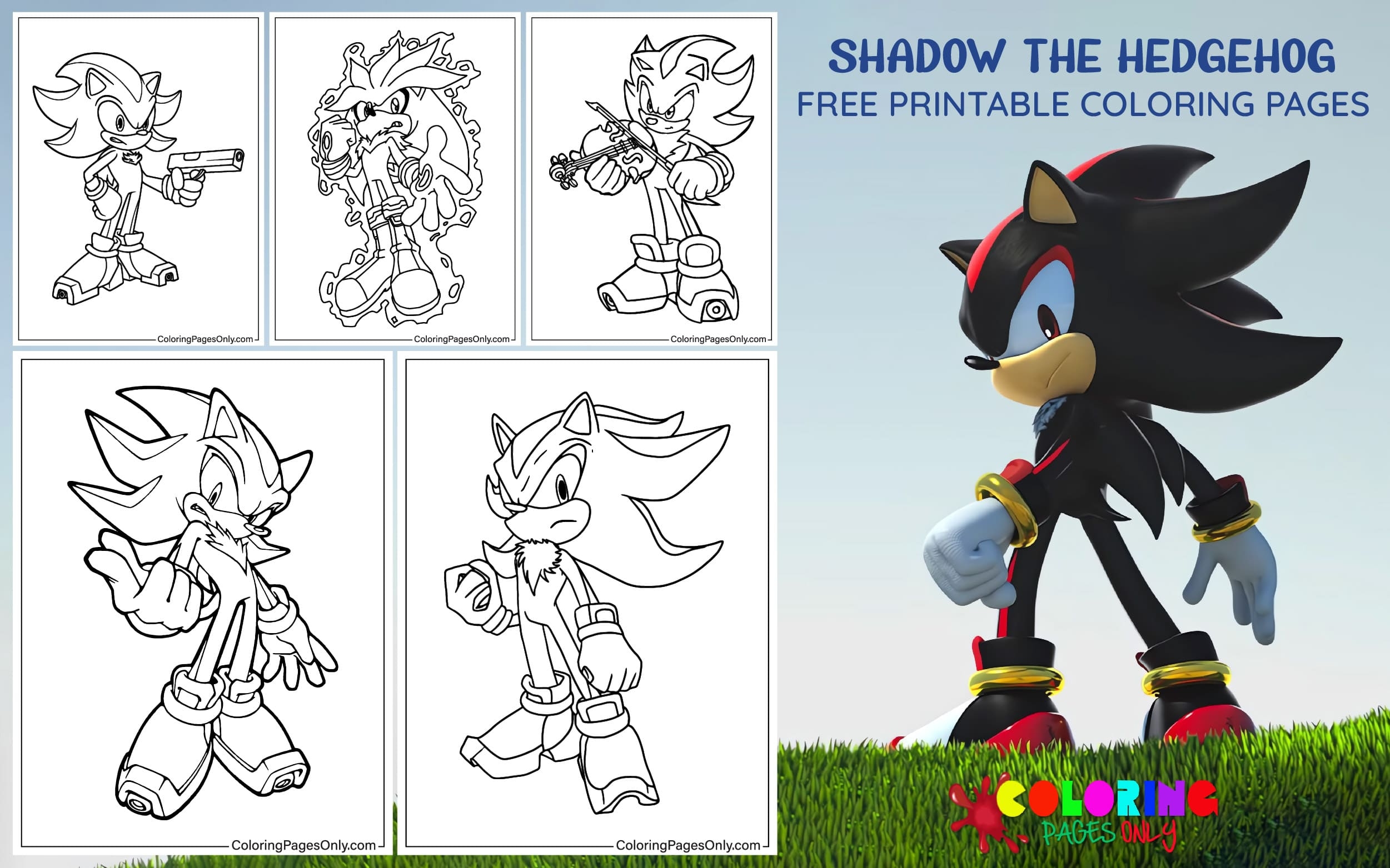 Print Shadow The Hedgehog Coloring Pages 2025