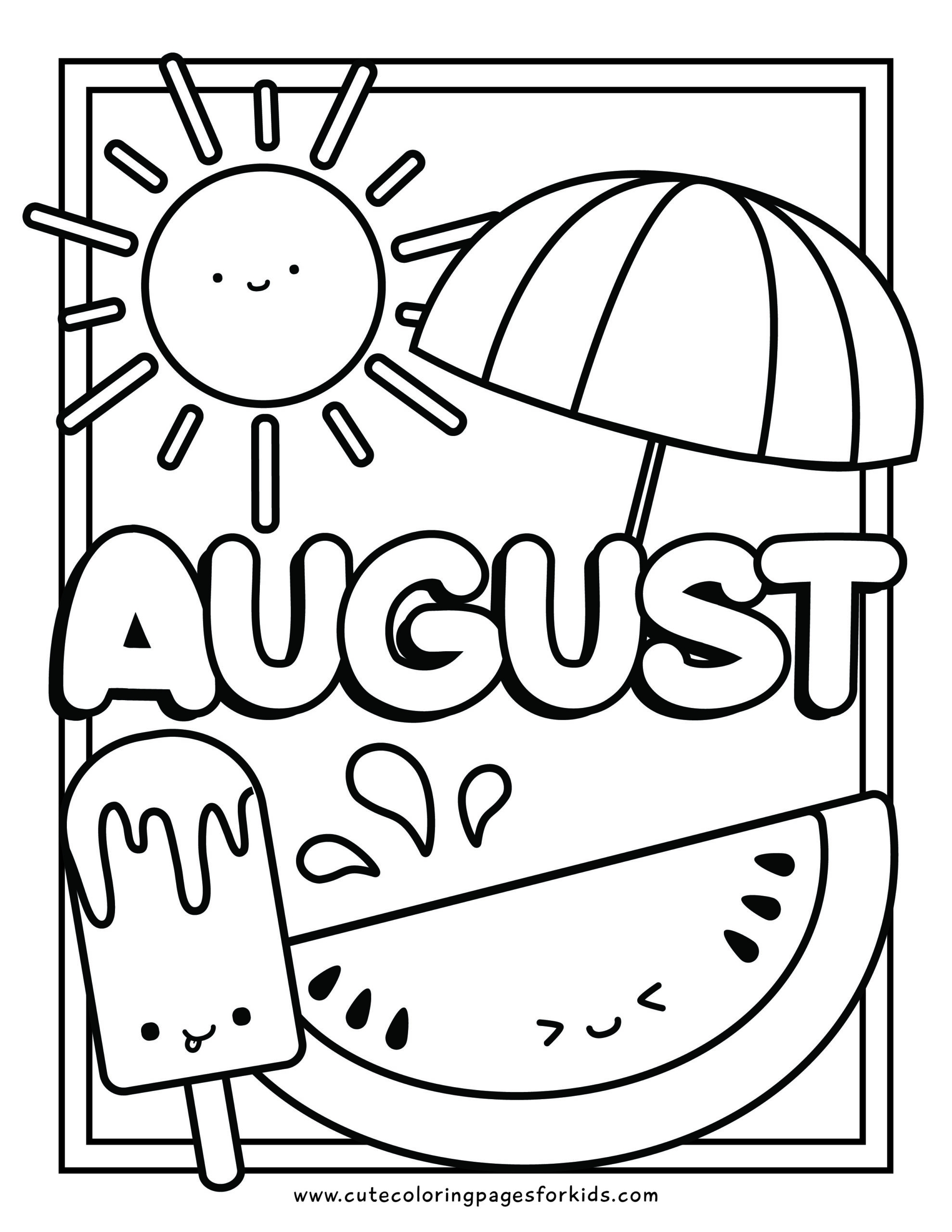 Printable August Coloring Pages 2025 Printable August Coloring Pages 2025